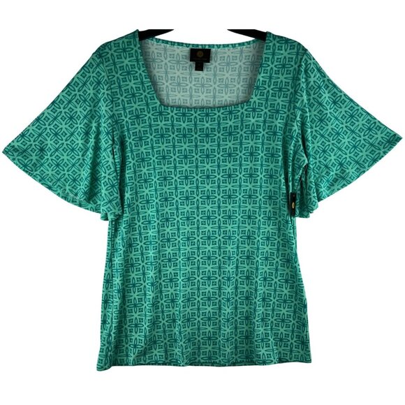 JM Collection Size Small Rayon Span Knit Square Neck Top Neo Jade - Picture 1 of 9